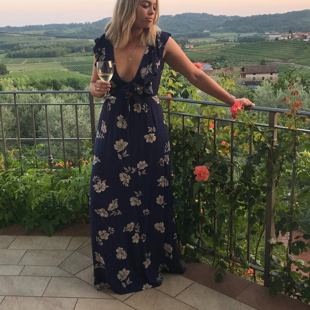 Amuse Society Blue Floral Maxi Dress - Size M